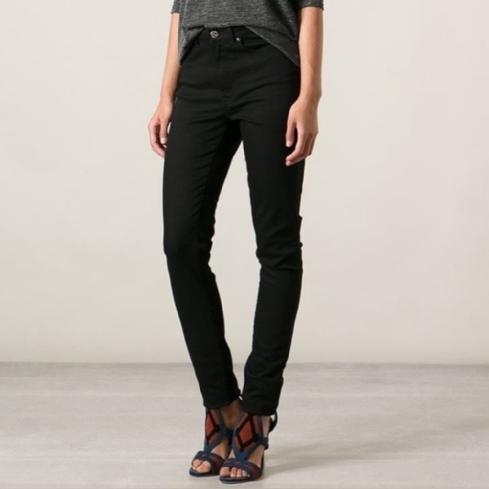 ACNE STUDIOS Coco Black Skinny Slim Fit Mid Rise Ankle Crop Jeans Size 25 Short